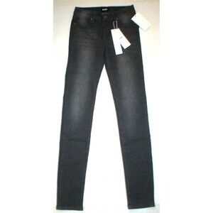 New Girls Designer Hudson Skinny Jeans 14 Gray Faded Black Graphite NWT Logo